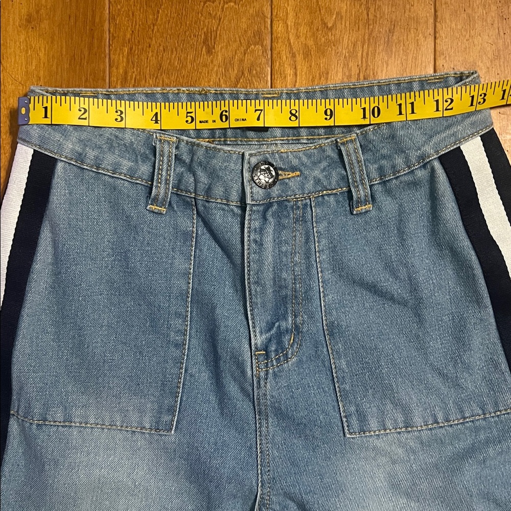 Daisy Street Flared Light Wash Jeans Size 10 Nautical Stripe Coastal Preppy - Picture 4 of 10